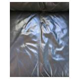 Dark Green Leather Sofa Rolled Arms Nailhead Trim 82x36x36
