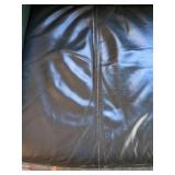 Dark Green Leather Sofa Rolled Arms Nailhead Trim 82x36x36