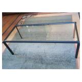 Modern Black Metal Frame Glass Top Coffee Table 48 x 20 x 16