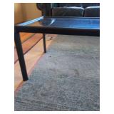 Modern Black Metal Frame Glass Top Coffee Table 48 x 20 x 16