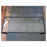 Modern Black Metal Frame Glass Top Coffee Table 48 x 20 x 16