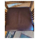 Mission Style Oak High Back Armchair Maroon Leather Seat