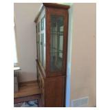 Bassett Mission Style Oak Lighted China Cabinet Glass Door Dining Hutch 62in