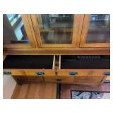 Bassett Mission Style Oak Lighted China Cabinet Glass Door Dining Hutch 62in