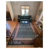 Large Contemporary Area Rug Green Abstract Border 131 x 95