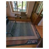 Large Contemporary Area Rug Green Abstract Border 131 x 95