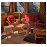 6-Piece Rattan Sunroom Patio Set Loveseat Chairs Tables Magazine Rack