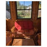 6-Piece Rattan Sunroom Patio Set Loveseat Chairs Tables Magazine Rack