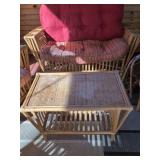 6-Piece Rattan Sunroom Patio Set Loveseat Chairs Tables Magazine Rack