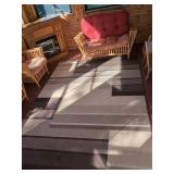 Indoor Outdoor Geometric Porch Area Rug Ivory, Light Brown, and Dark Brown 114x78
