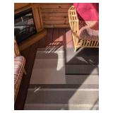 Indoor Outdoor Geometric Porch Area Rug Ivory, Light Brown, and Dark Brown 114x78
