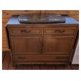 RWAY Walnut Server Buffet Cabinet w Pull Out Leaves 74in Extended