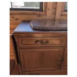 RWAY Walnut Server Buffet Cabinet w Pull Out Leaves 74in Extended
