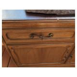 RWAY Walnut Server Buffet Cabinet w Pull Out Leaves 74in Extended