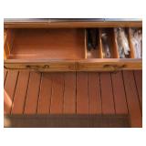 RWAY Walnut Server Buffet Cabinet w Pull Out Leaves 74in Extended