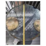 3 Pc Metal Bistro Patio Set Glass Top Table Floral Chairs Gray