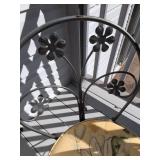 3 Pc Metal Bistro Patio Set Glass Top Table Floral Chairs Gray