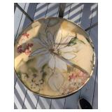 3 Pc Metal Bistro Patio Set Glass Top Table Floral Chairs Gray