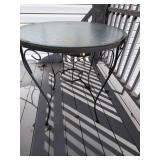 3 Pc Metal Bistro Patio Set Glass Top Table Floral Chairs Gray