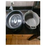 Graniteware Enamel Roaster & Cast Aluminum Oval Roasting Pan Lot
