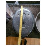 Graniteware Enamel Roaster & Cast Aluminum Oval Roasting Pan Lot