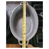 Graniteware Enamel Roaster & Cast Aluminum Oval Roasting Pan Lot