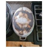 Graniteware Enamel Roaster & Cast Aluminum Oval Roasting Pan Lot