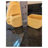 Vintage Mid Century Yellow Pottery Carafe Creamer Sugar Set