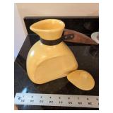 Vintage Mid Century Yellow Pottery Carafe Creamer Sugar Set