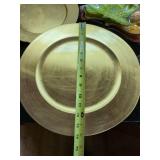 Gold Charger Plates & Art Glass Leaf Serving Dishes Decor Lot