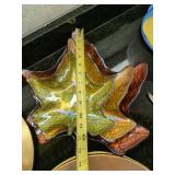 Gold Charger Plates & Art Glass Leaf Serving Dishes Decor Lot