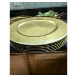 Gold Charger Plates & Art Glass Leaf Serving Dishes Decor Lot