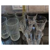 Vintage Mixed Glassware Set Ribbed Tumblers & Footed Goblets