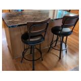 Pair of Santa Monica Counter Height Swivel Bar Stools Wood Metal Black 26in Seat