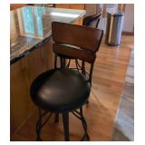 Pair of Santa Monica Counter Height Swivel Bar Stools Wood Metal Black 26in Seat