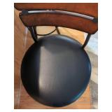 Pair of Santa Monica Counter Height Swivel Bar Stools Wood Metal Black 26in Seat