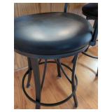 Pair of Santa Monica Counter Height Swivel Bar Stools Wood Metal Black 26in Seat