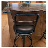 Pair of Santa Monica Counter Height Swivel Bar Stools Wood Metal Black 26in Seat