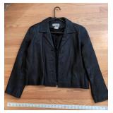 Paradox Women's Black Leather Button Front Lined Jacket Size 16