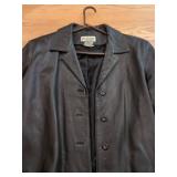 Paradox Women's Black Leather Button Front Lined Jacket Size 16