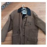 Italian Suede Leather Jacket Brown Black Collar Quilted Lining 46