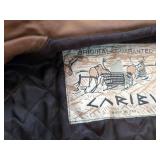Italian Suede Leather Jacket Brown Black Collar Quilted Lining 46