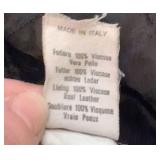 Italian Suede Leather Jacket Brown Black Collar Quilted Lining 46