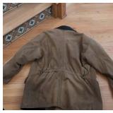 Italian Suede Leather Jacket Brown Black Collar Quilted Lining 46