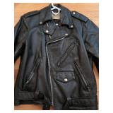 Bermans Black Leather Motorcycle Jacket Quilted Lining Size 40 Reg