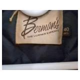 Bermans Black Leather Motorcycle Jacket Quilted Lining Size 40 Reg