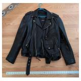 Wilsons Leather Double Rider Motorcycle Jacket Black Thinsulate M