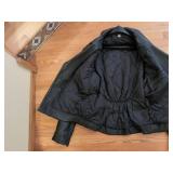 Vintage Black Leather Moto Jacket Quilted Shoulders Size 52