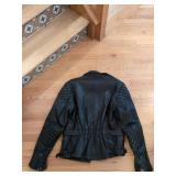 Vintage Black Leather Moto Jacket Quilted Shoulders Size 52