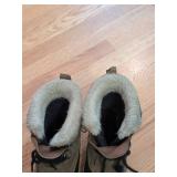 Sorel Winter Snow Boots Tan Black Faux Fur Rubber Leather Canada